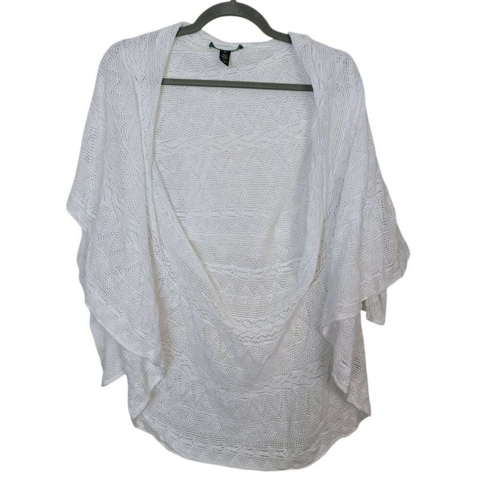 Lauren Ralph Lauren LRL White 100% Cotton Crocheted True Shrug Mandala Size XL